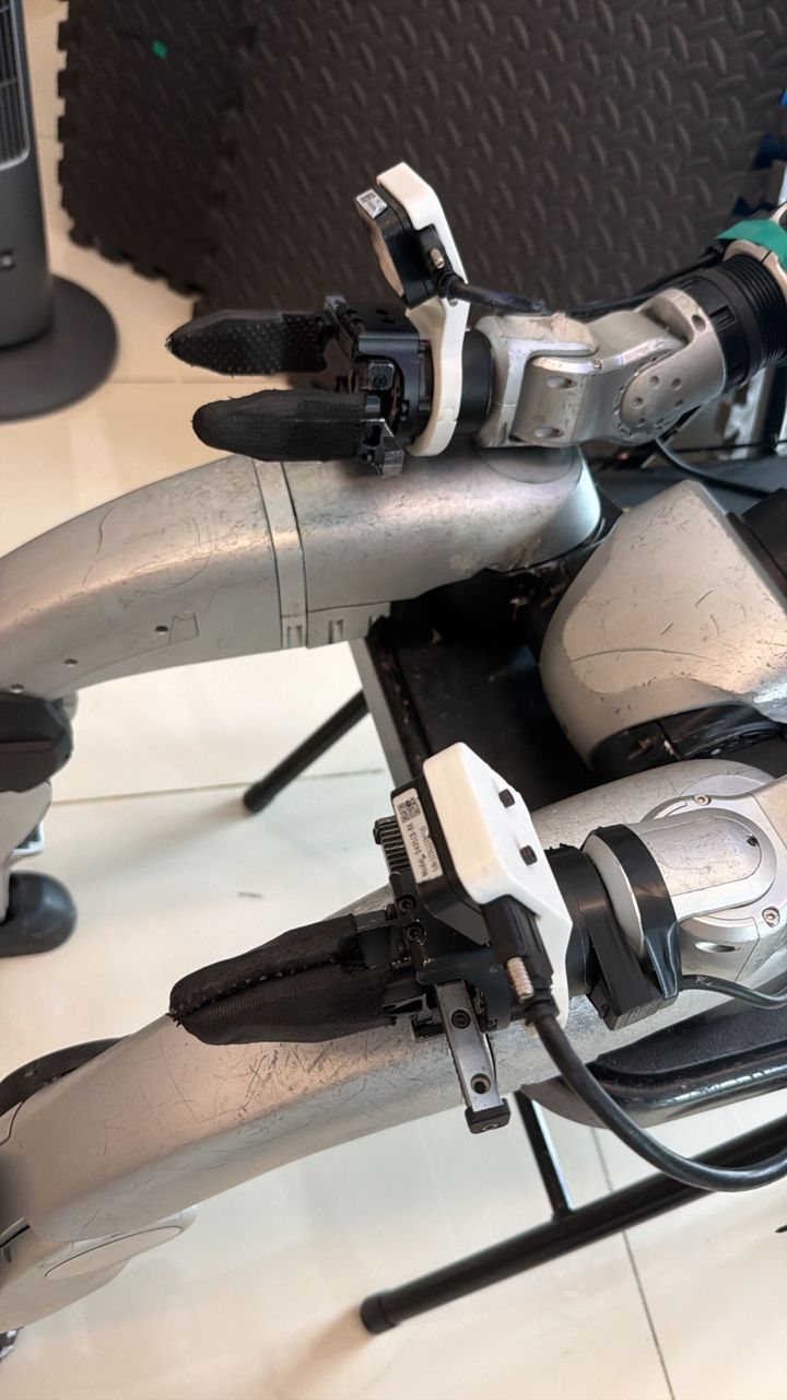 Head-mounted stereo camera setup on the humanoid robot